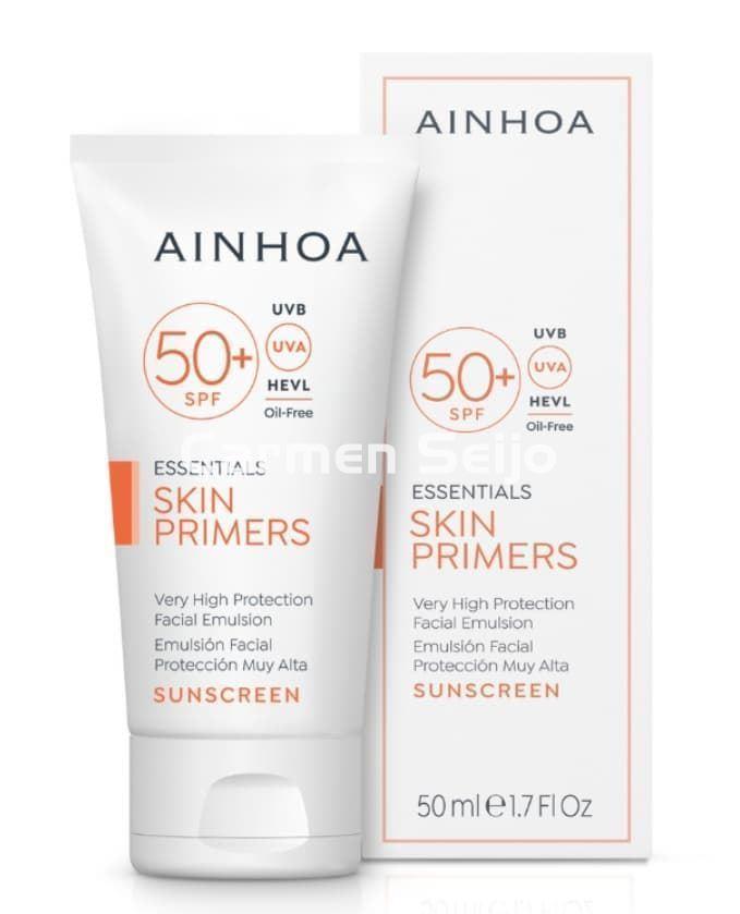 Ainhoa Cosmetics Emulsión Solar Facial SPF 50+ Skin Primers 50 ml · Protección Alta - Imagen 1