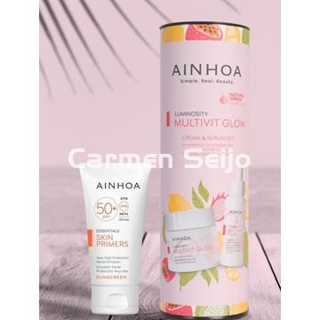 Ainhoa Cosmetics Pack Crema Rich y Sérum Multivit Glow + Emulsión Solar SPF 50+ - Imagen 2