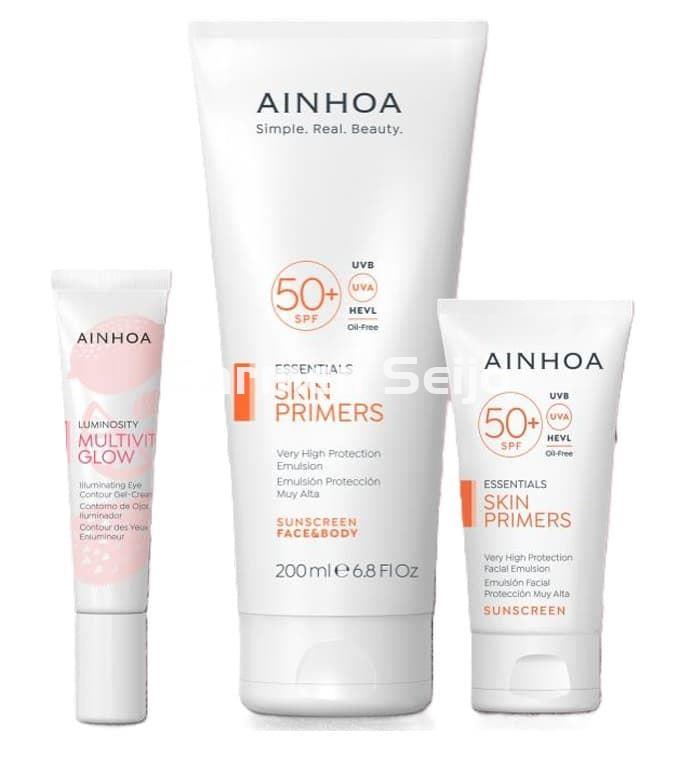Ainhoa Cosmetics Pack Summer Glow Contorno de Ojos Multivit Glow y Emulsión SPF 50+ - Imagen 2