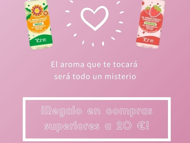 En compras de más de 20€ llévate de regalo un gel hidroalcohólico