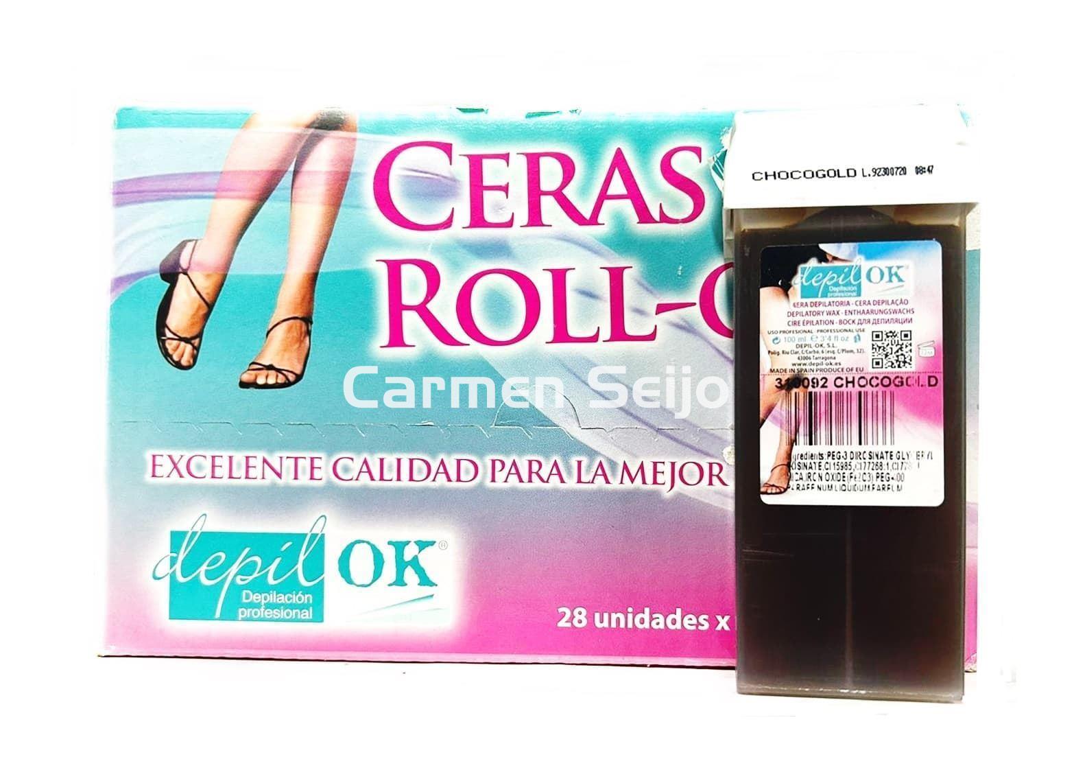 Depil Ok Cera Roll-On Chocogold Caja 28 Unidades - Imagen 1