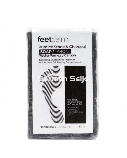 FeetCalm · Jabón Exfoliante con Piedra Pómez y Carbón - Imagen 1