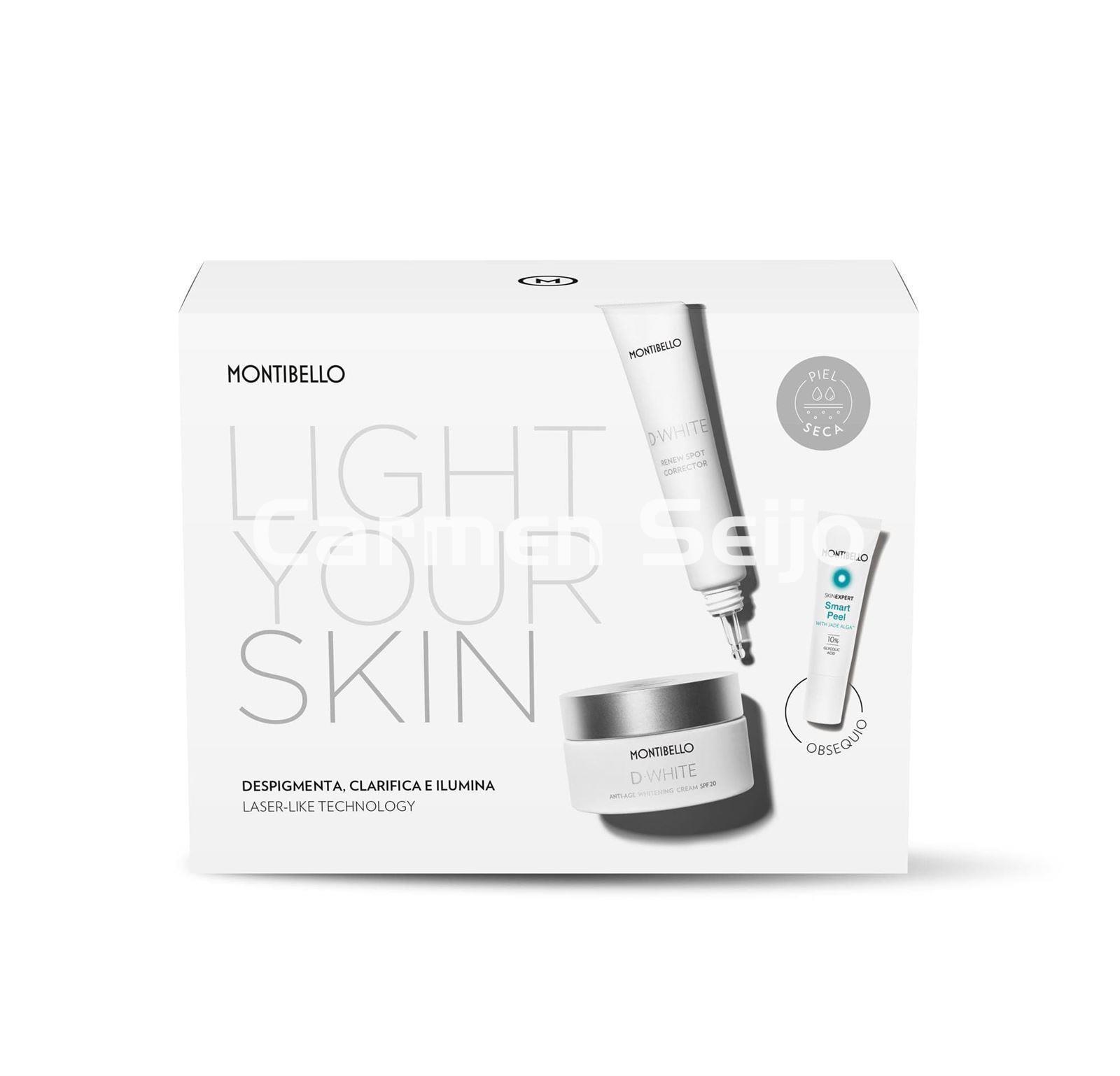 Montibello Pack Despigmentante Antiedad Piel Seca Crema D-White Light Your Skin** - Imagen 1